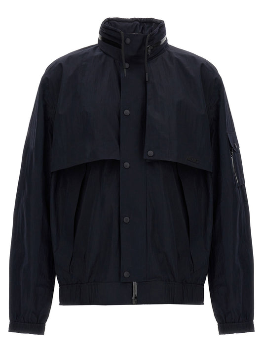 Hooded Windbreaker Jacket by Mackage for men in polyamide blue features an enduring silhouette, showcasing technical breathable-design, hooded & windproof and a sophisticated hooded neckline for a truly enduring aesthetic.