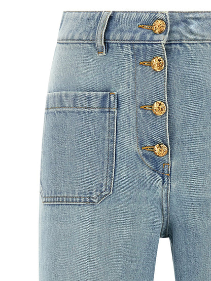 Valentino Garavani Blue Cotton High-Waisted Jean