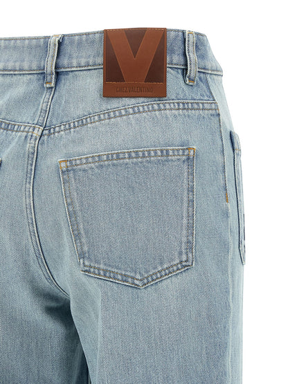 Valentino Garavani Blue Cotton High-Waisted Jean