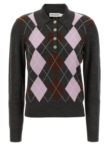 Self-Portrait Gray Wool Cardigan