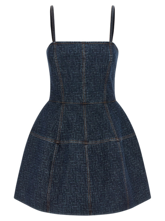 Fendi Blue Cotton Short Dress
