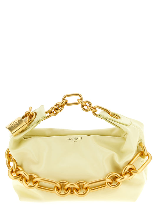 Balmain Bos Taurus Calf Suede Leather Mini Handbag - Bicolour Gold Yellow
