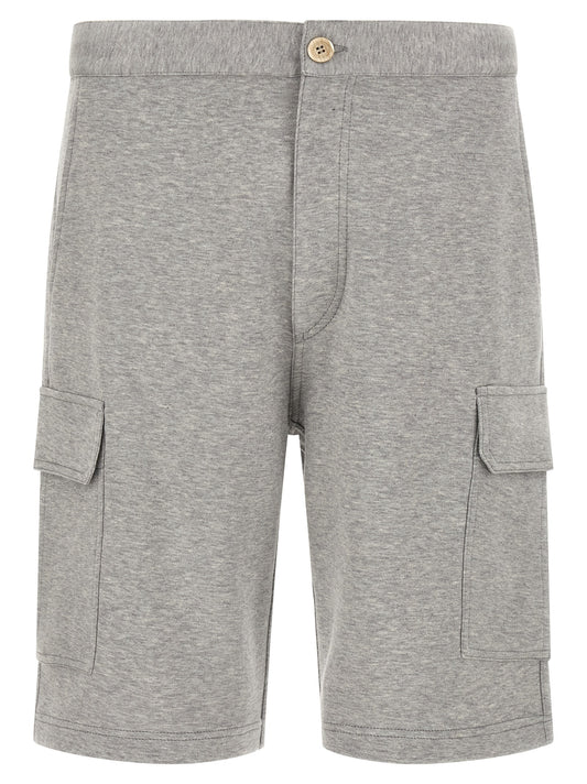 Bermuda Shorts by Brunello Cucinelli for men in silk polyamide cotton & cashmere gray showcases a on trend silhouette, featuring a tailored with a classic short and sophisticated for a on trend finish.