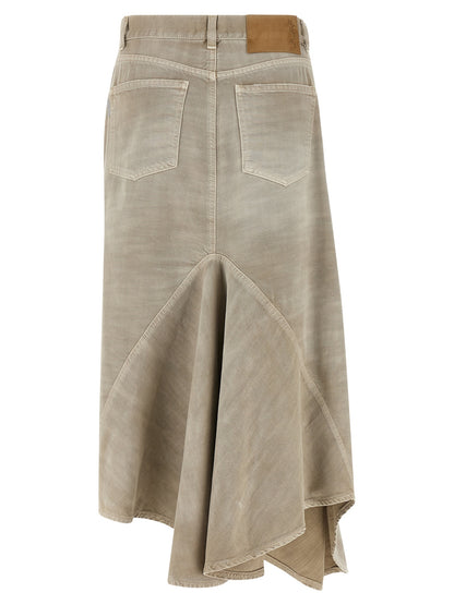 Haikure Gray Cotton Midi Skirt