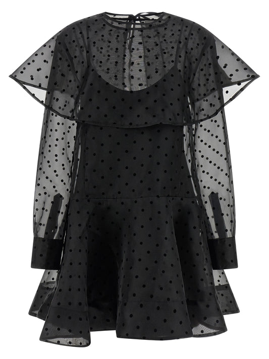 Dress by Ganni for women in polyester & viscose black & transparent features an cute silhouette, detailed with a and that elegantly flows into a cute maxi short mini.
