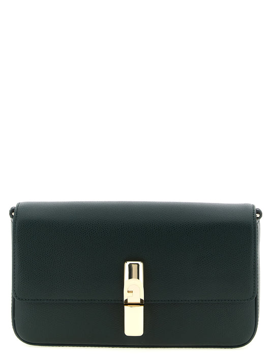 Small Crossbody Flap Handbag by Furla for women in calfskin leather bicolour & green features an versatile silhouette, showcasing a secure flap & magnetic and versatile with versatile crossbody-strap, shoulder-strap & adjustable-strap for a versatile finish.