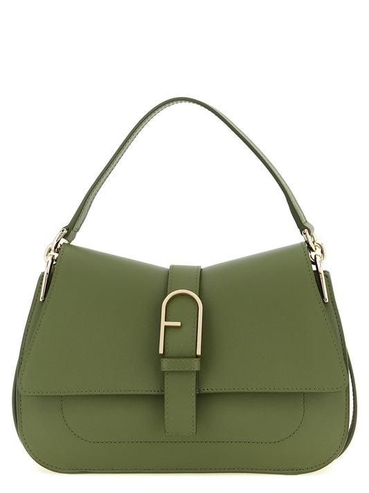 Shoulder Flap Bag by Furla for women in calfskin leather bicolour & green features a effortless sophistication silhouette, secured by a flap with ample and versatile shoulder-strap, adjustable-strap & handle for a effortless sophistication finish.