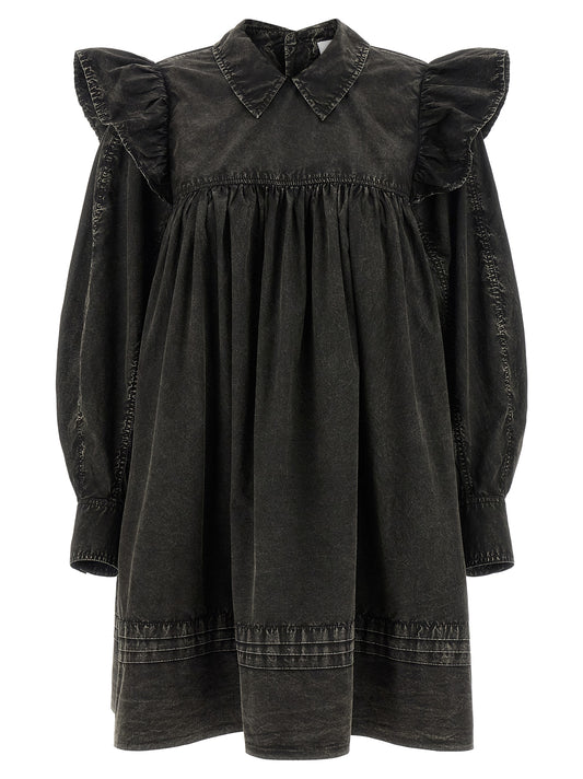 Ganni Black Organic Cotton Short Dress