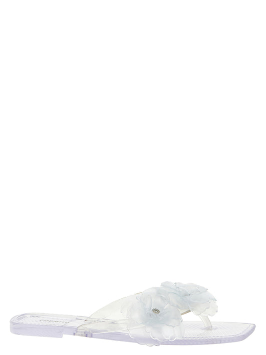 Flip-Flops Sliders Sandals Flat Shoes by Coperni for women in pvc transparent presents a effortless chic silhouette, showcasing the Women's PVC Flip-Flops Sliders Sandals Flat Shoes design with a effortless chic and for a sophisticated look.