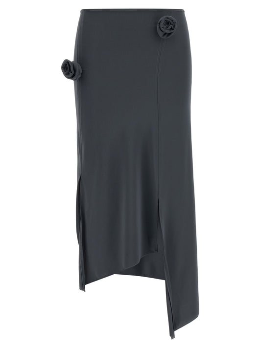 Coperni Women's Flared Asymmetrical Stretch Polyamide Skirt - Gray Floral