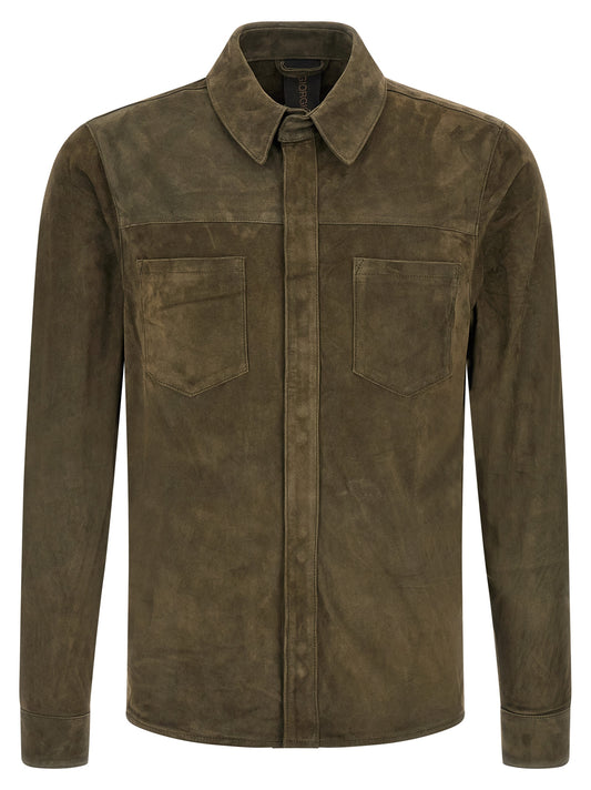 GIORGIO BRATO Bicolor Suede Leather Blouse