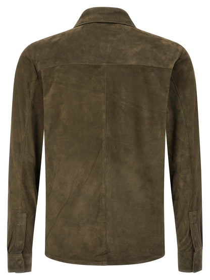 GIORGIO BRATO Bicolor Suede Leather Blouse