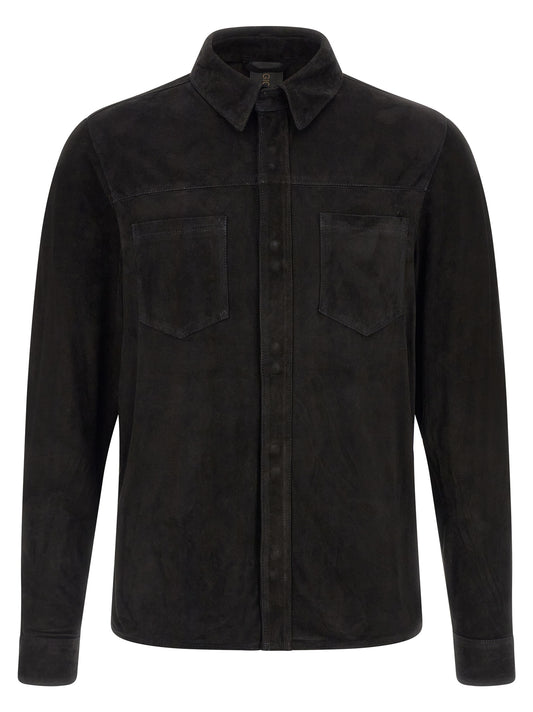 GIORGIO BRATO Black Suede Leather Shirt