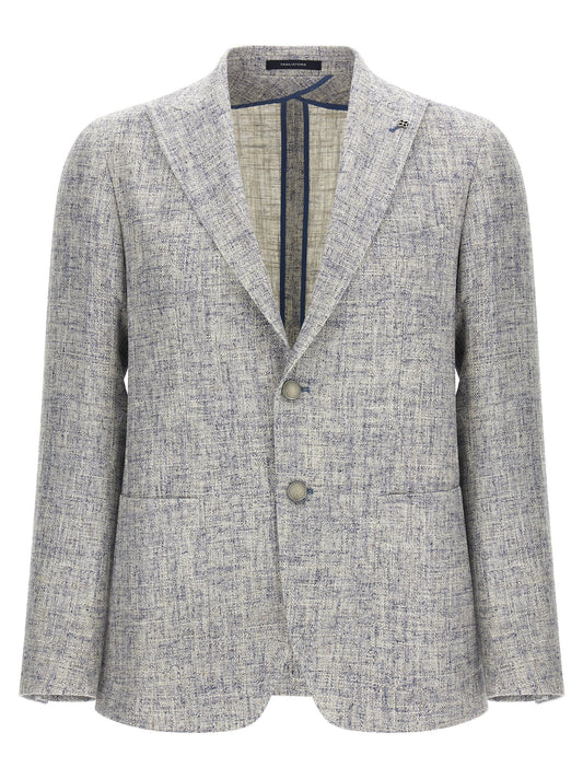 Blazer by Tagliatore for men in linen cotton & viscose blue features an stylish silhouette, showcasing a sophisticated and stylish for a truly stylish finish.