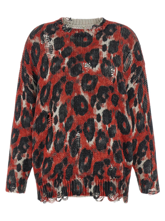 Cardigan by R13 for women in cotton animal, multicolor, red, patterned & print features an impeccable silhouette, showcasing a sophisticated crew neckline and long-sleeve detail for a truly impeccable finish.