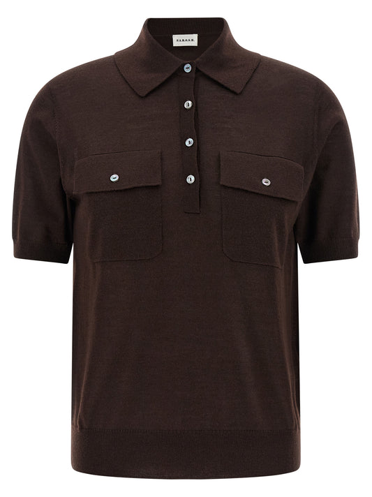 P.A.R.O.S.H. Brown Wool Polo Shirt