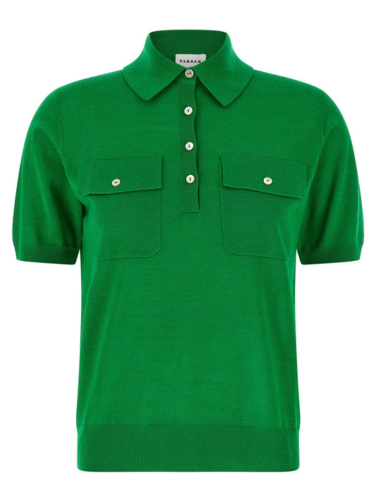 P.A.R.O.S.H. Bicolor Wool Polo Shirt