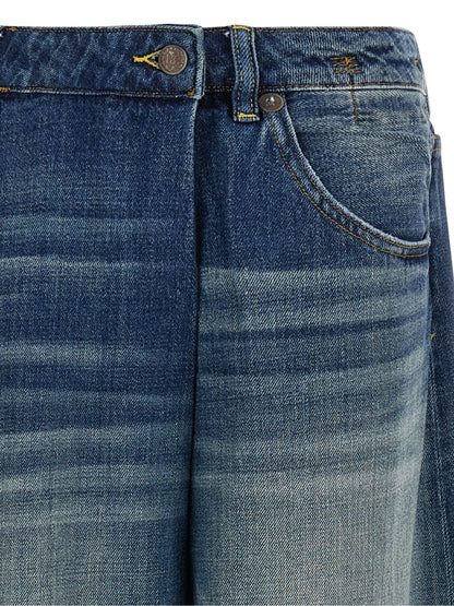 Jeans by R13 for women in denim cotton blue & signature presents a tailored silhouette, showcasing a tailored wide & oversized and long cut with a refined for a truly tailored aesthetic.