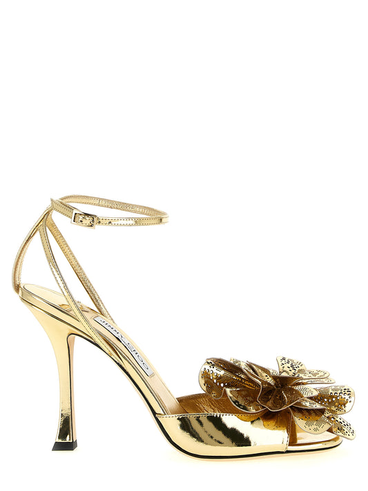 Jimmy Choo Gold Leather Stiletto Heel Sandals