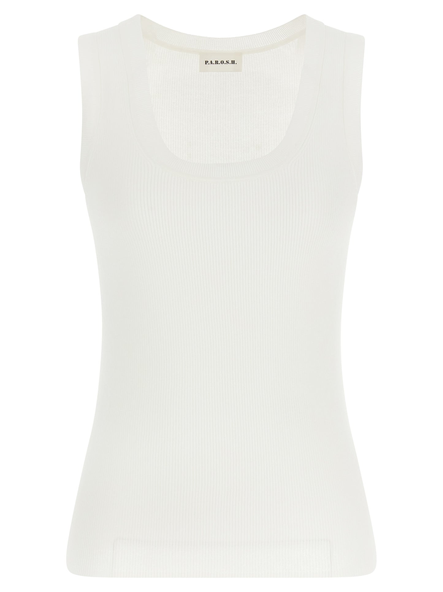 P.A.R.O.S.H. White Cotton Sleeveles T-Shirt