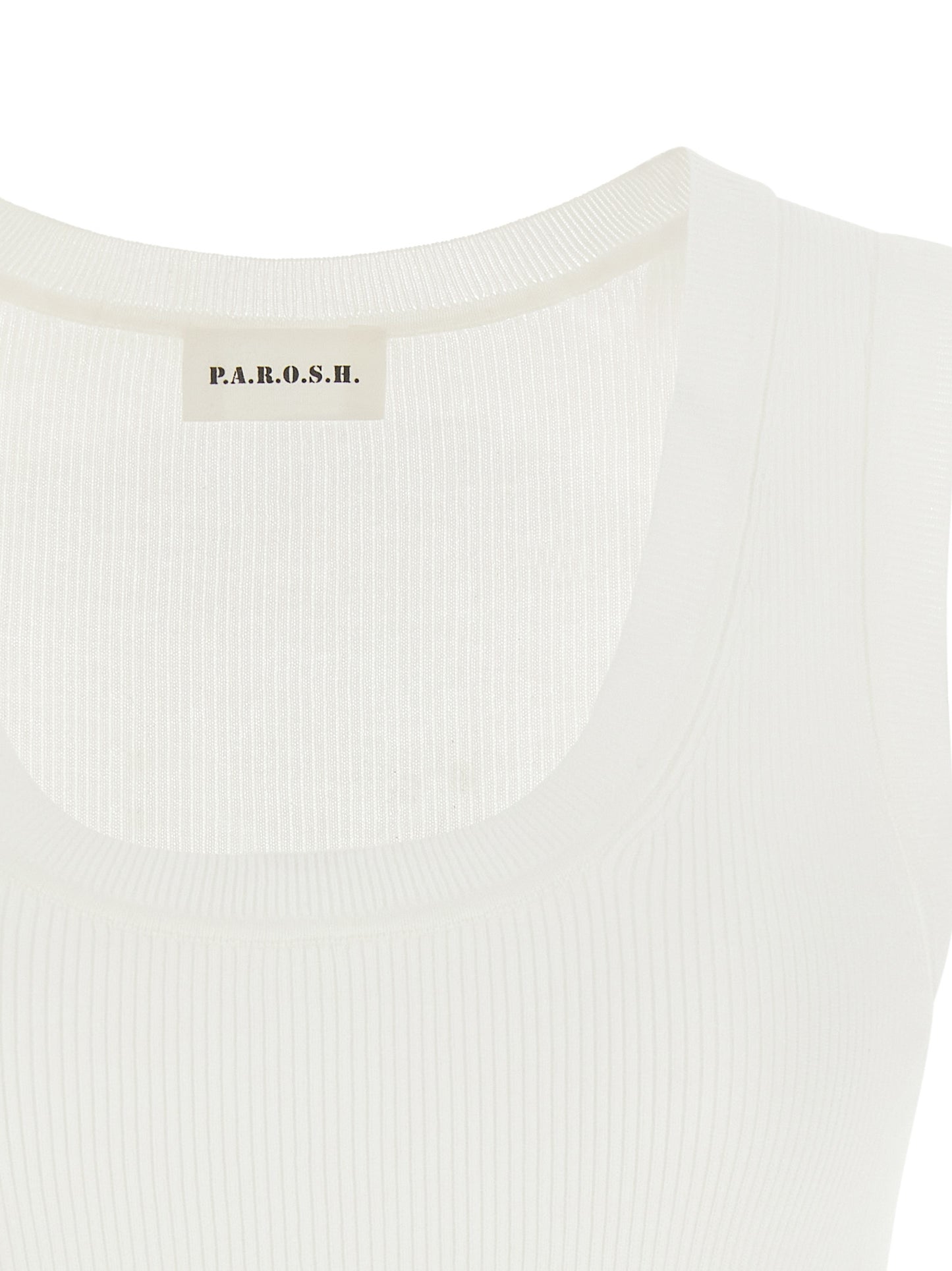 P.A.R.O.S.H. White Cotton Sleeveles T-Shirt