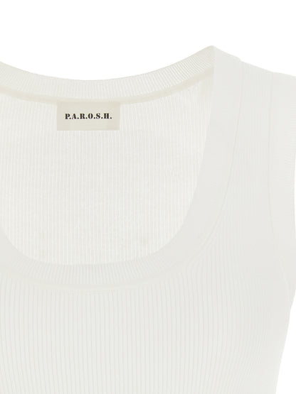 P.A.R.O.S.H. White Cotton Sleeveles T-Shirt