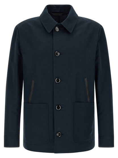 Brioni Blue Linen Full-Length Jacket