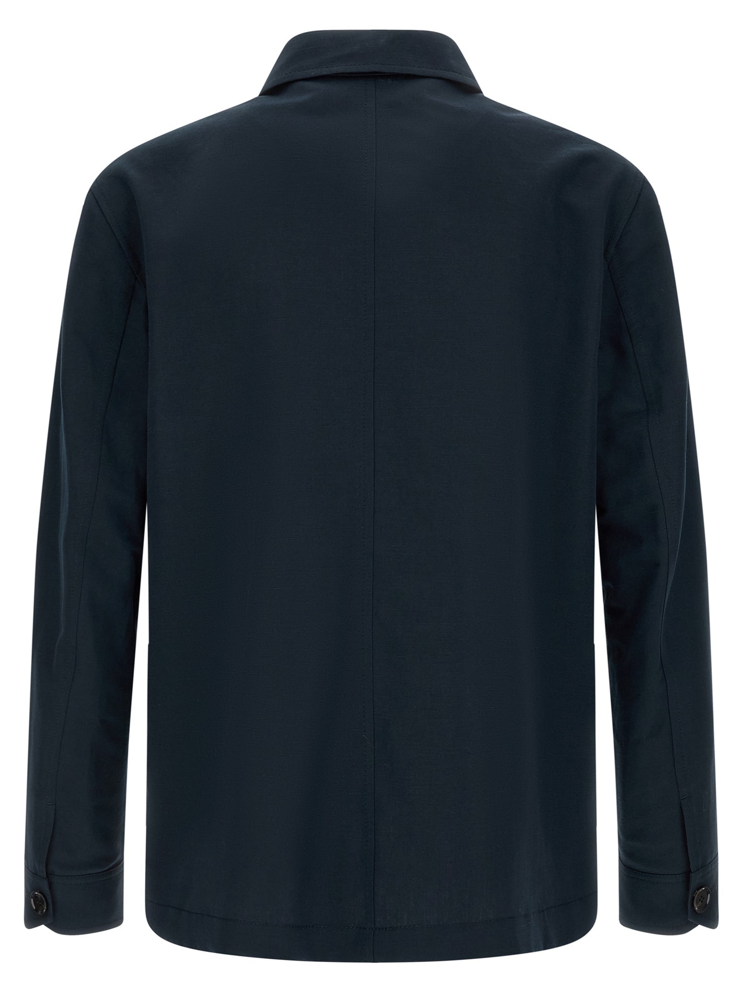 Brioni Blue Linen Full-Length Jacket