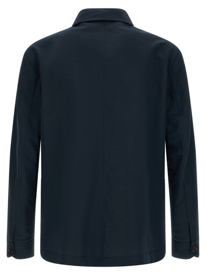 Brioni Blue Linen Full-Length Jacket