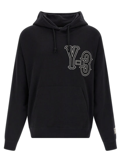 Sweatshirt Hoodie by Y-3 for men in cotton black features a edgy silhouette, detailed with a edgy hooded neckline and long-sleeve for a refined finish.