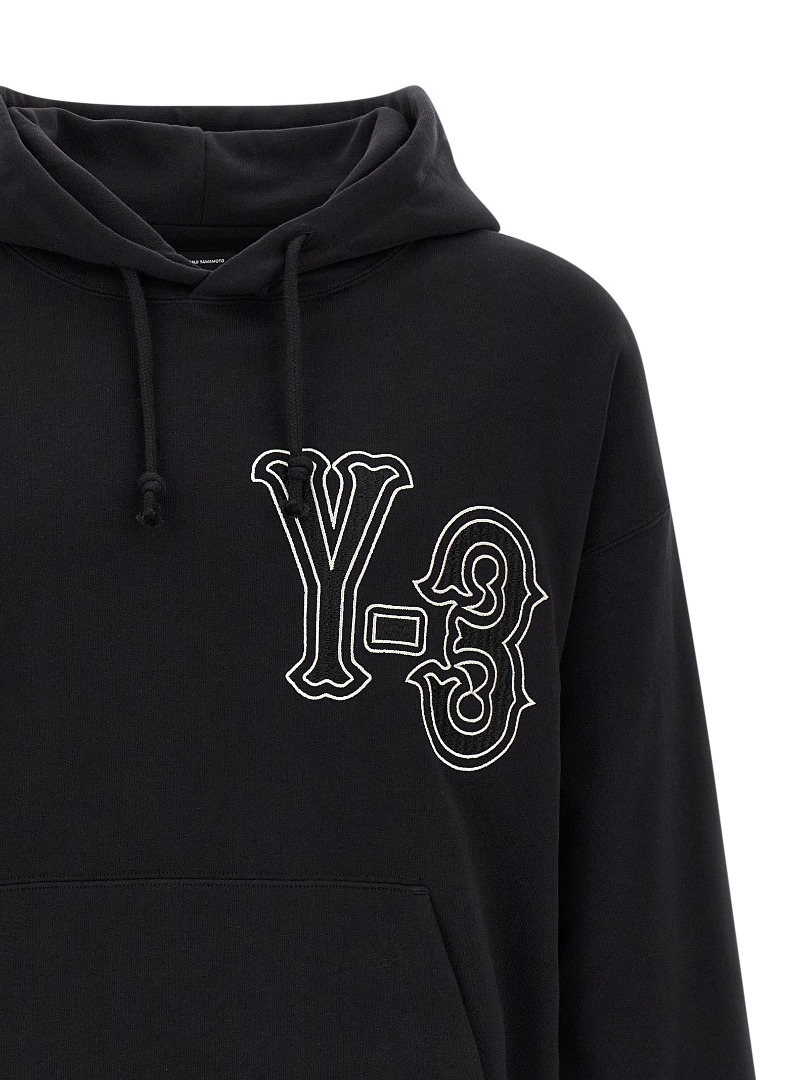 Sweatshirt Hoodie by Y-3 for men in cotton black features a authentic silhouette, showcasing a sophisticated hooded neckline and authentic detail for a refined finish.