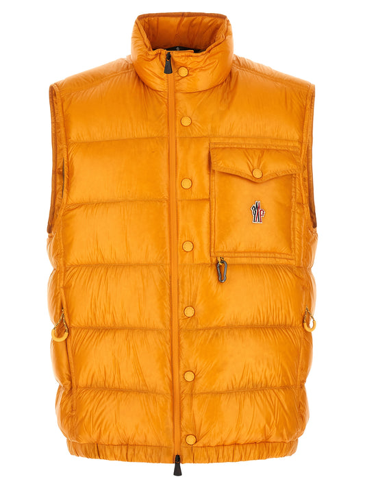 Vest by Moncler Grenoble for men in polyester bicolour & yellow features an on trend silhouette, showcasing a sophisticated and premium insulated for a truly on trend finish.