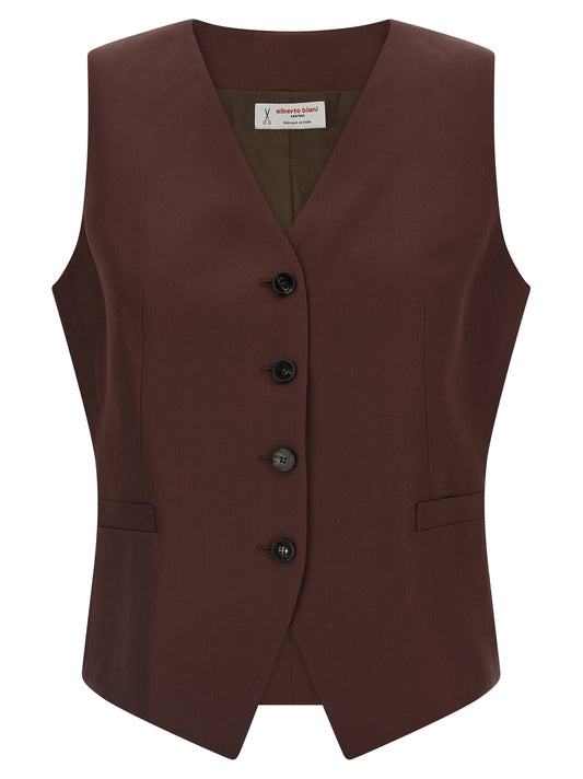 Alberto Biani Brown Viscose Sleeveless Jacket