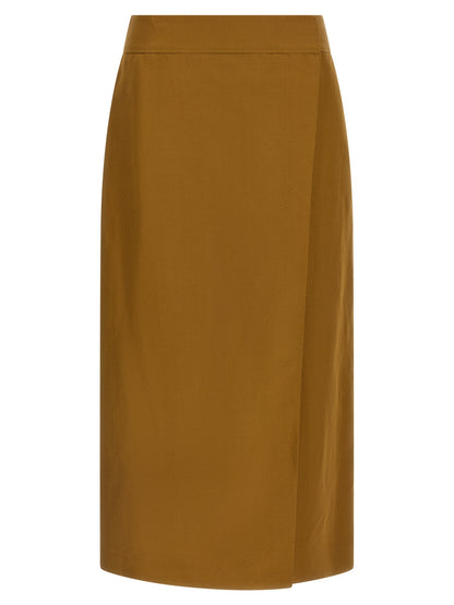 Alberto Biani Brown Viscose Midi Skirt
