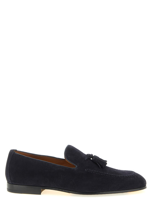 Loafer Slip-On Shoes by Doucal's for men in bos taurus calfskin leather blue, cream & yellow features an dynamic silhouette from the Blake Men's Bos Taurus Calfskin Leather Loafer Slip-On Shoes collection, defined by a dynamic almond toe style and for a dynamic look.