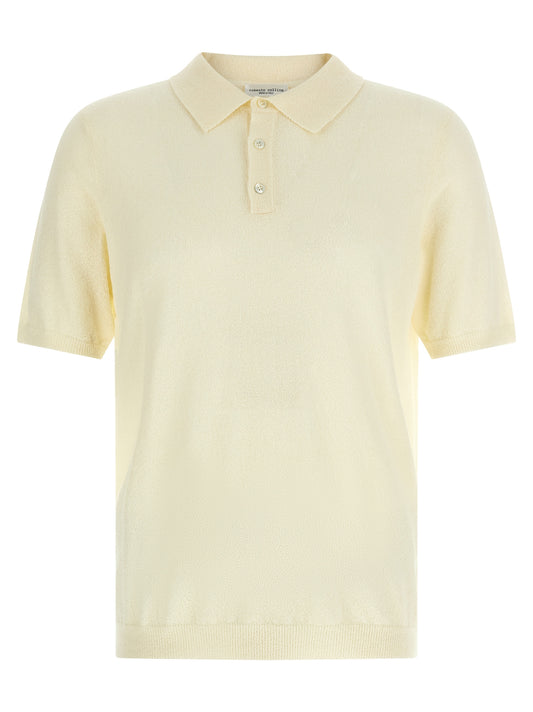 Polo Shirt by Roberto Collina for men in polyamide cotton beige presents a distinguished silhouette, showcasing a sophisticated and distinguished short-sleeve for a truly distinguished finish.