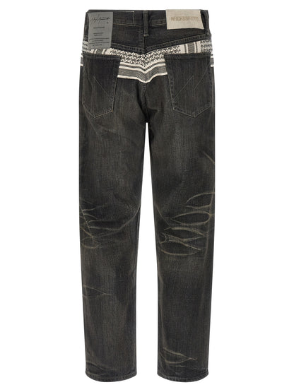 Yohji Yamamoto Black Cotton Tapered Jeans