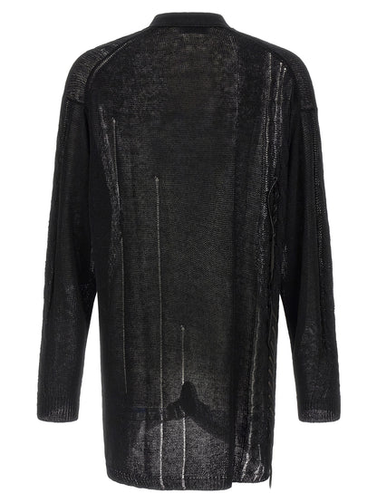 Yohji Yamamoto Black Linen Cardigan
