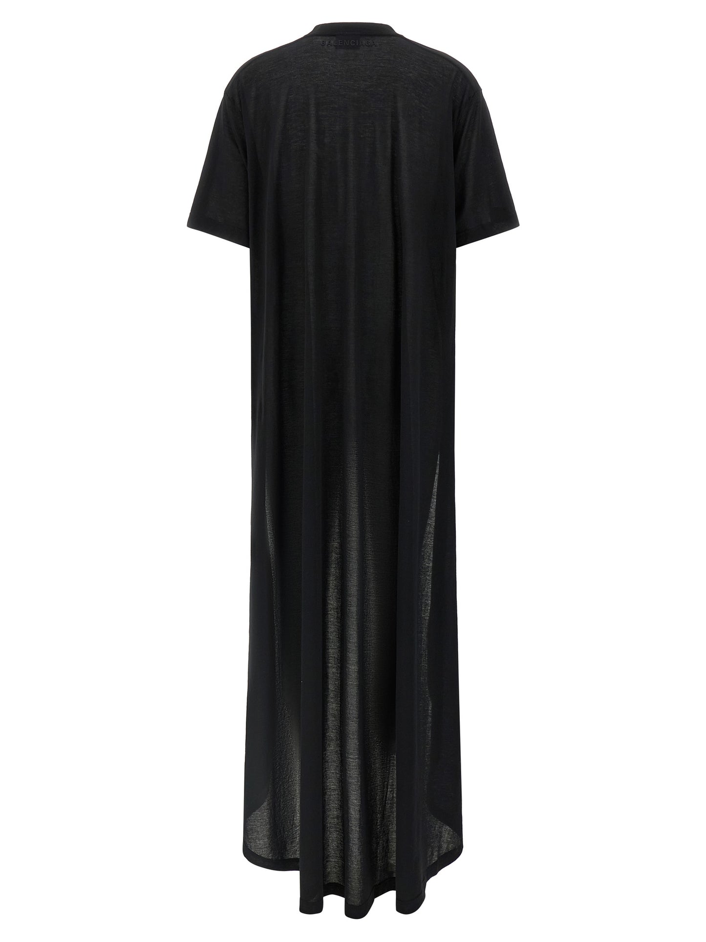 Dress by Balenciaga for women in polyamide cotton black features an magnificent silhouette, artfully detailed with a magnificent crew asymmetric neckline and that flows into an magnificent short long.