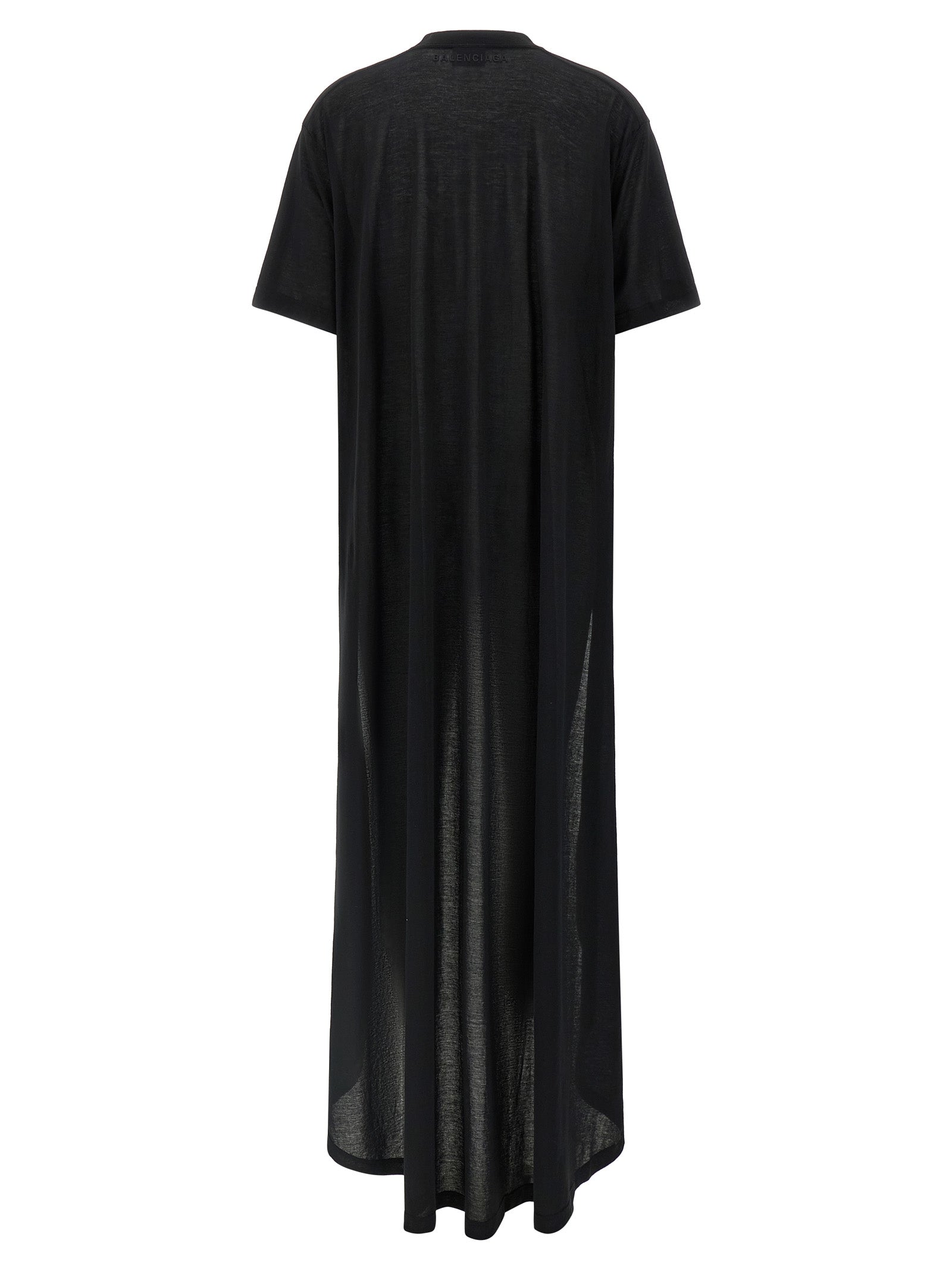 Dress by Balenciaga for women in polyamide cotton black features an magnificent silhouette, artfully detailed with a magnificent crew asymmetric neckline and that flows into an magnificent short long.