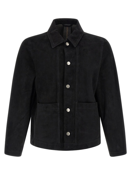 GIORGIO BRATO Black Suede Leather Leather Jacket