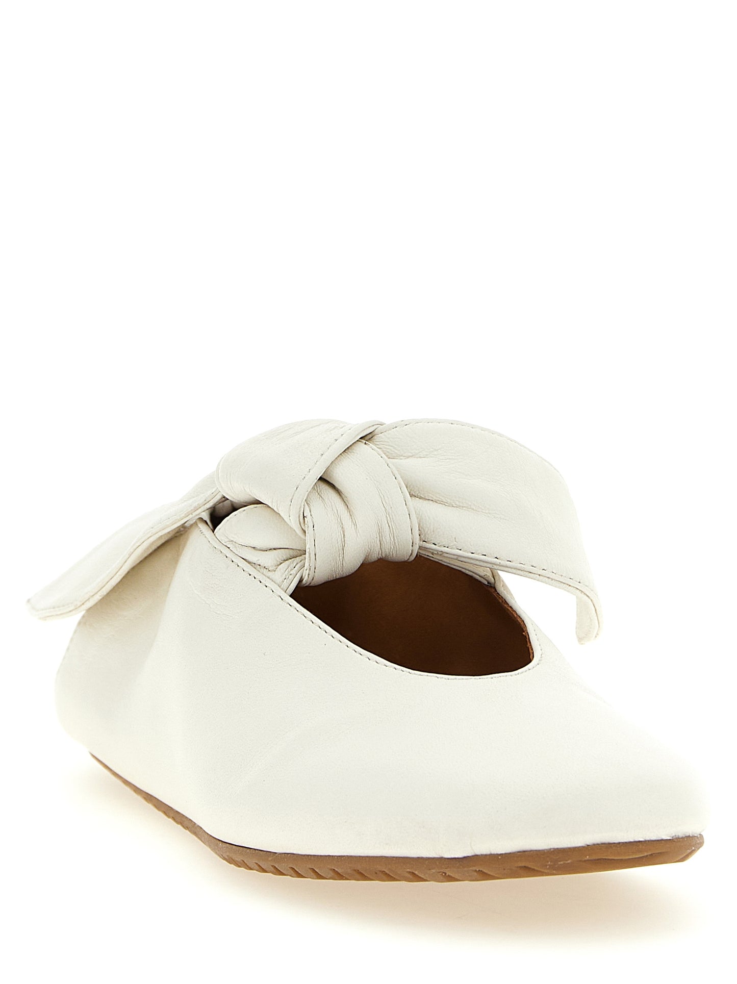 ODISSI White Lamb Leather Ballet Flats