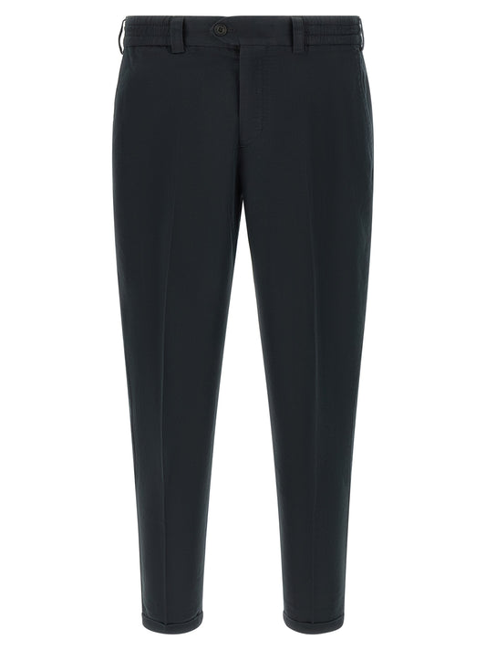 Trousers by PT Torino for men in linen & cotton black features an on trend silhouette, showcasing a sophisticated with a long and low rise for an on trend finish.