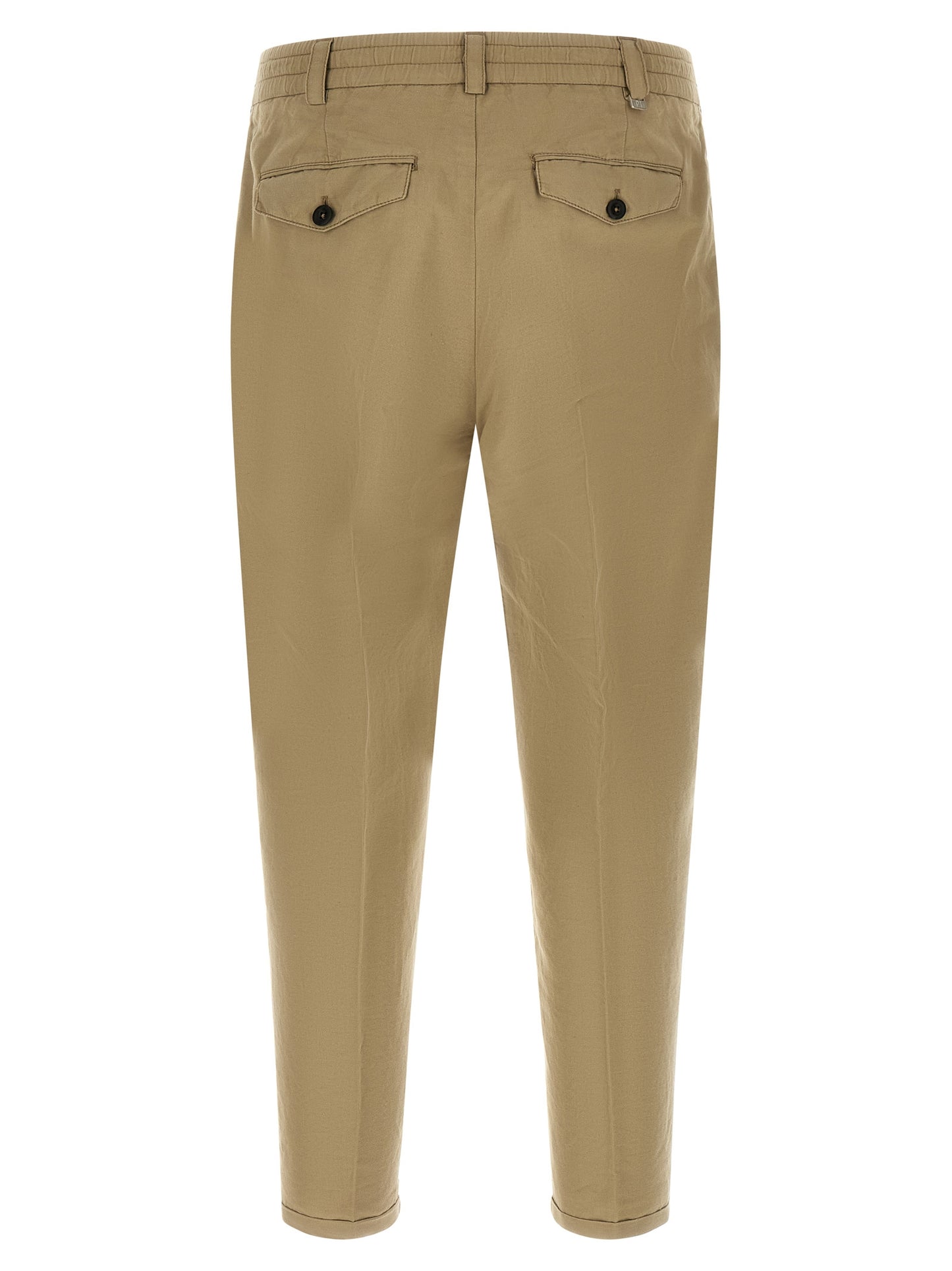 Trousers by PT Torino for men in linen & cotton beige features a sculptural silhouette, showcasing a sculptural and long with a sophisticated low rise for a sculptural finish.