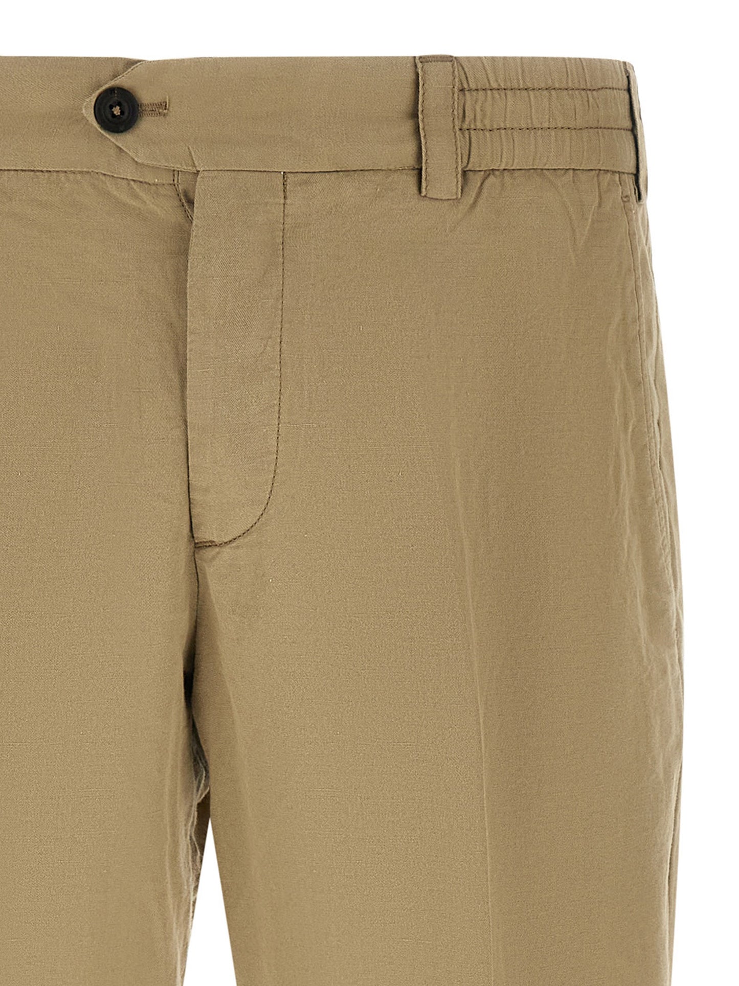 Trousers by PT Torino for men in linen & cotton beige features a artisanal silhouette, showcasing a sophisticated with a long and low rise for a artisanal finish.