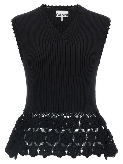 Ganni Black Organic Cotton Sleeveless Jacket