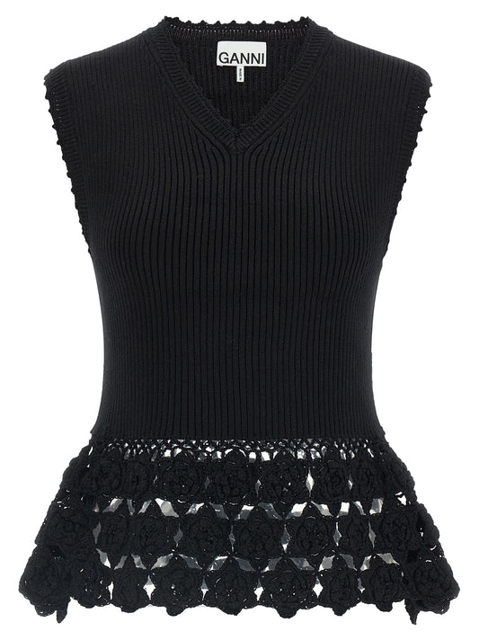 Ganni Black Organic Cotton Sleeveless Jacket