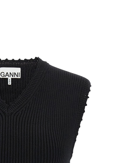 Ganni Black Organic Cotton Sleeveless Jacket