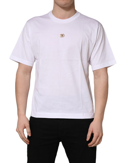 Dolce & Gabbana Men's Regular Fit Short-Sleeve Round Neck Cotton T-Shirt - Gold White