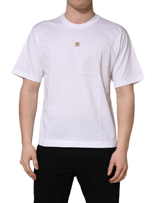 Dolce & Gabbana Men's Regular Fit Short-Sleeve Round Neck Cotton T-Shirt - Gold White